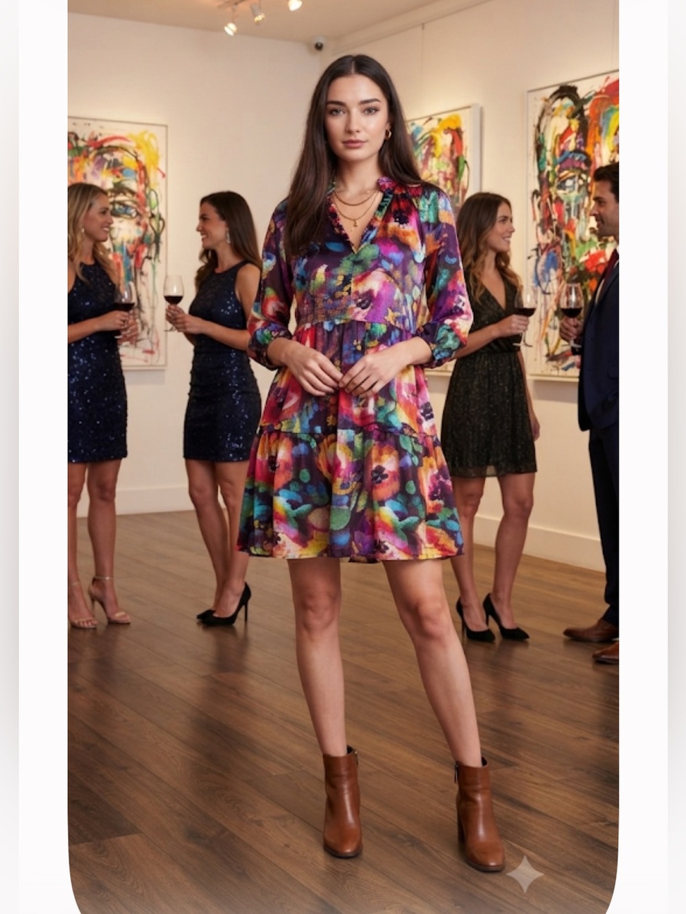 New Johnny Was 100% Silk SMOCKED NECK FIELD DRESS - Picture 4 of 16